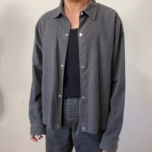 Forest green jacket with metal snap buttons